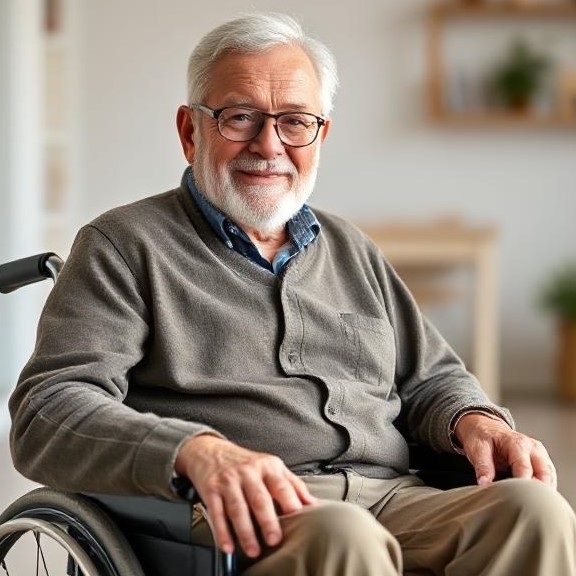 picture of an elderly male in a wheelchair