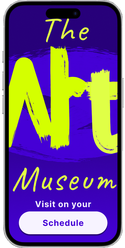 image of a smart phone with the proposed art musuem app