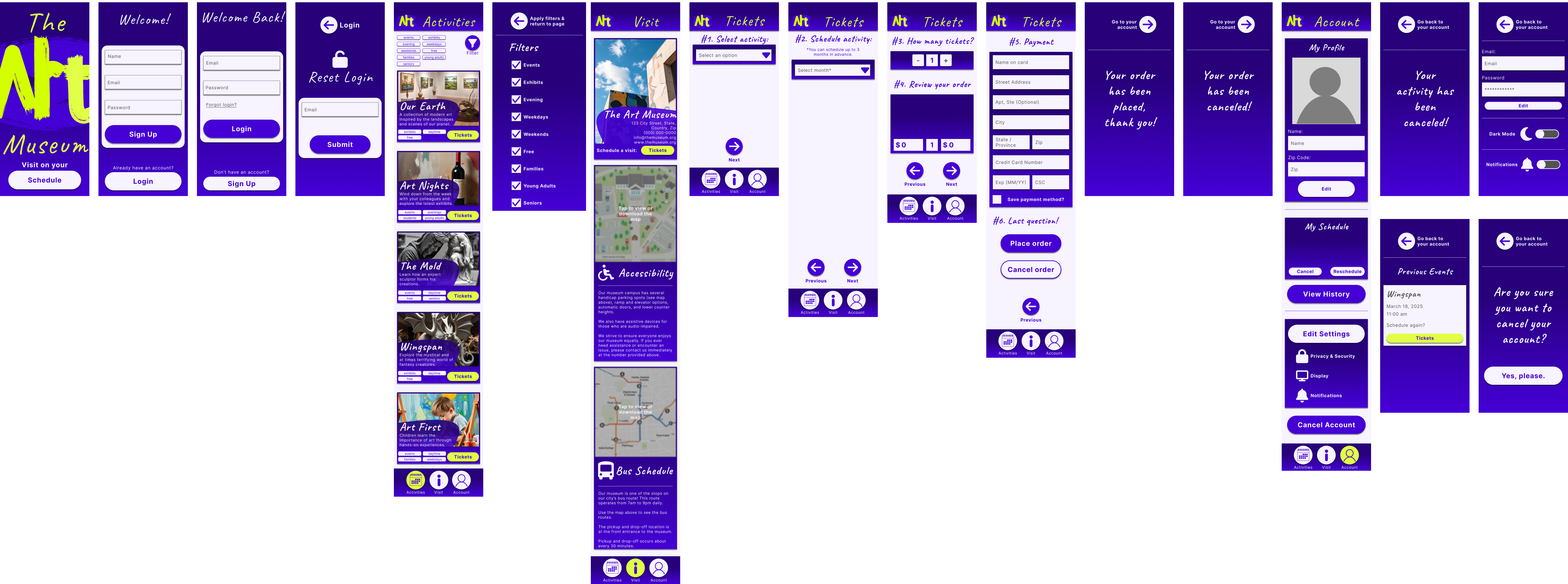The mock-up for the smart phone version of the Art Museum app