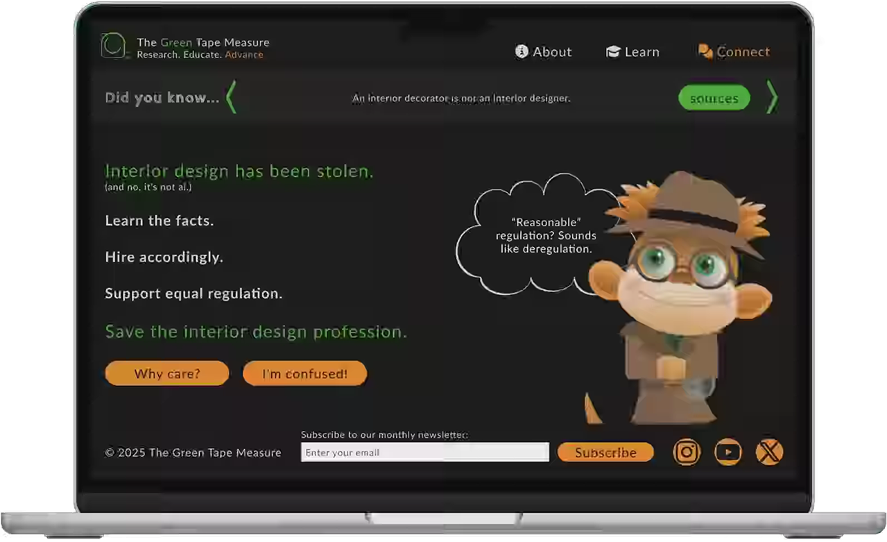 Image of the High Fidelity prototype for the Green Tape Measure website on a laptop.