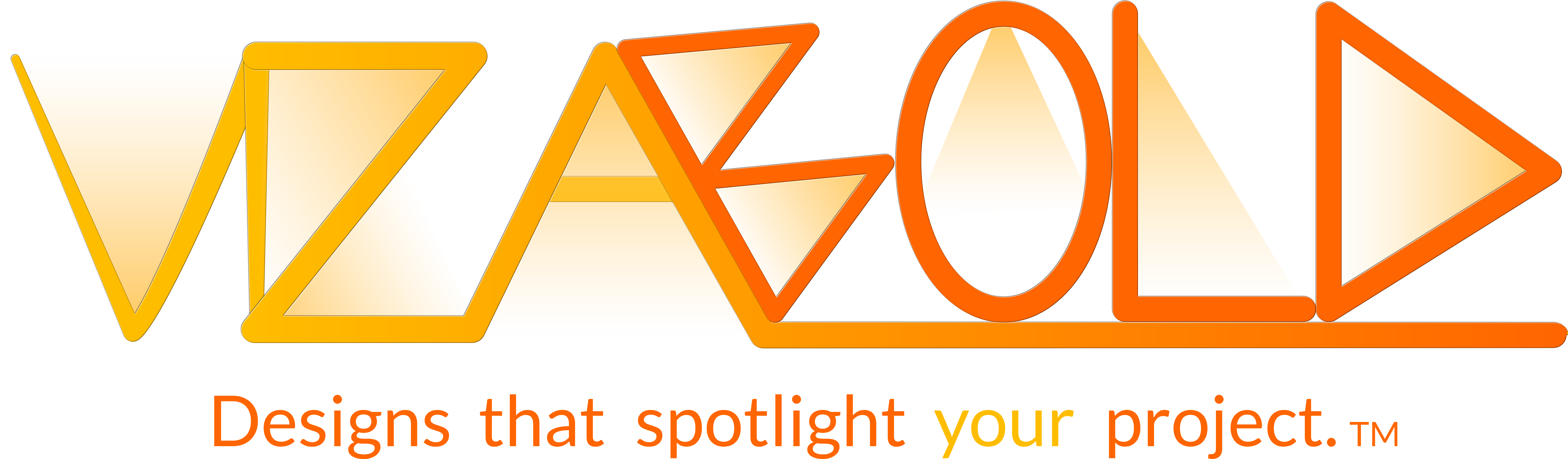 Vizabold logo with slogan that states:
            Designs that spotlight your project.