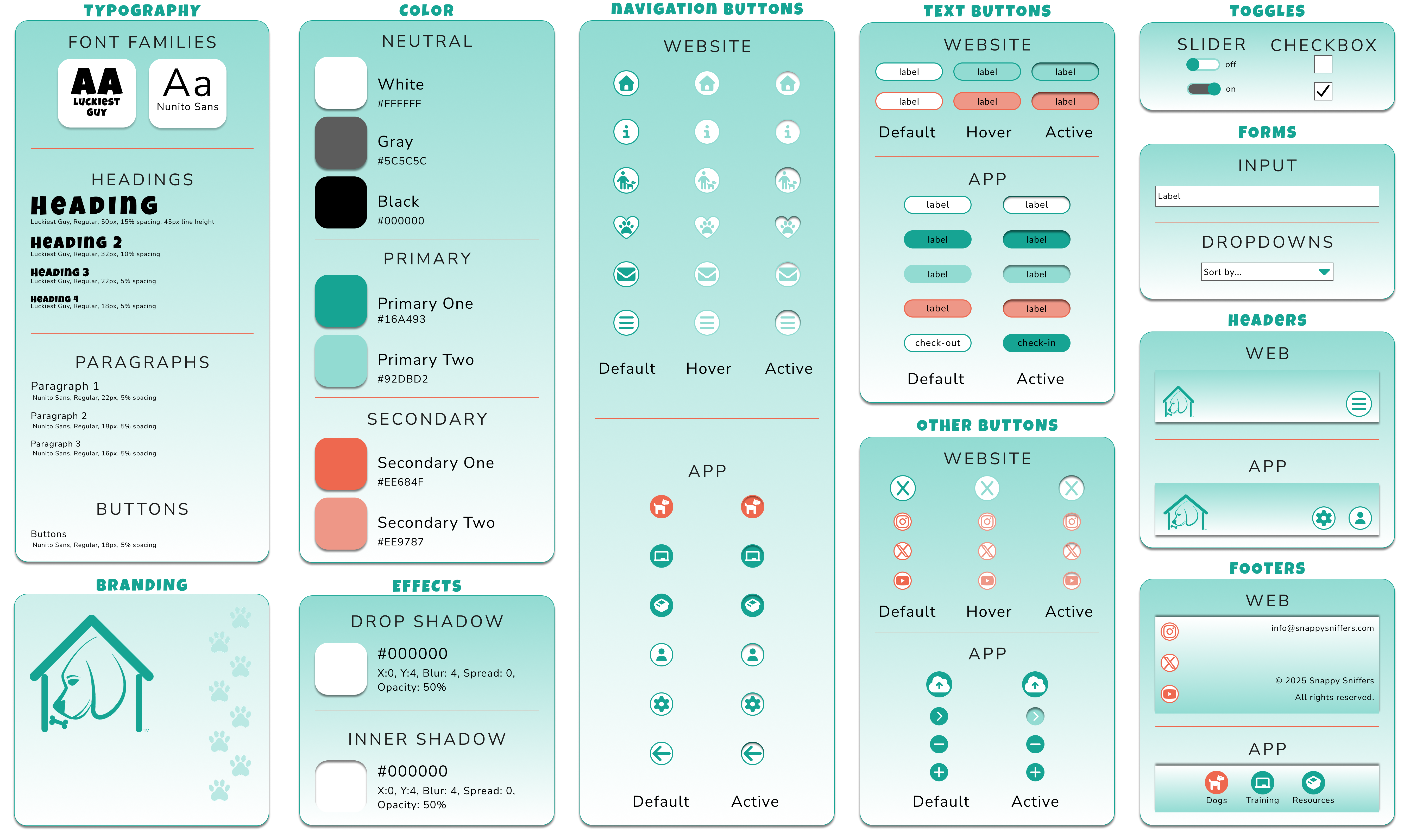 The design system for the Snapper Sniffers App and Website